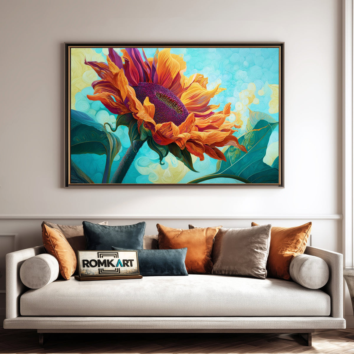 Giant Sunflower Floral Oil Painting - image 4