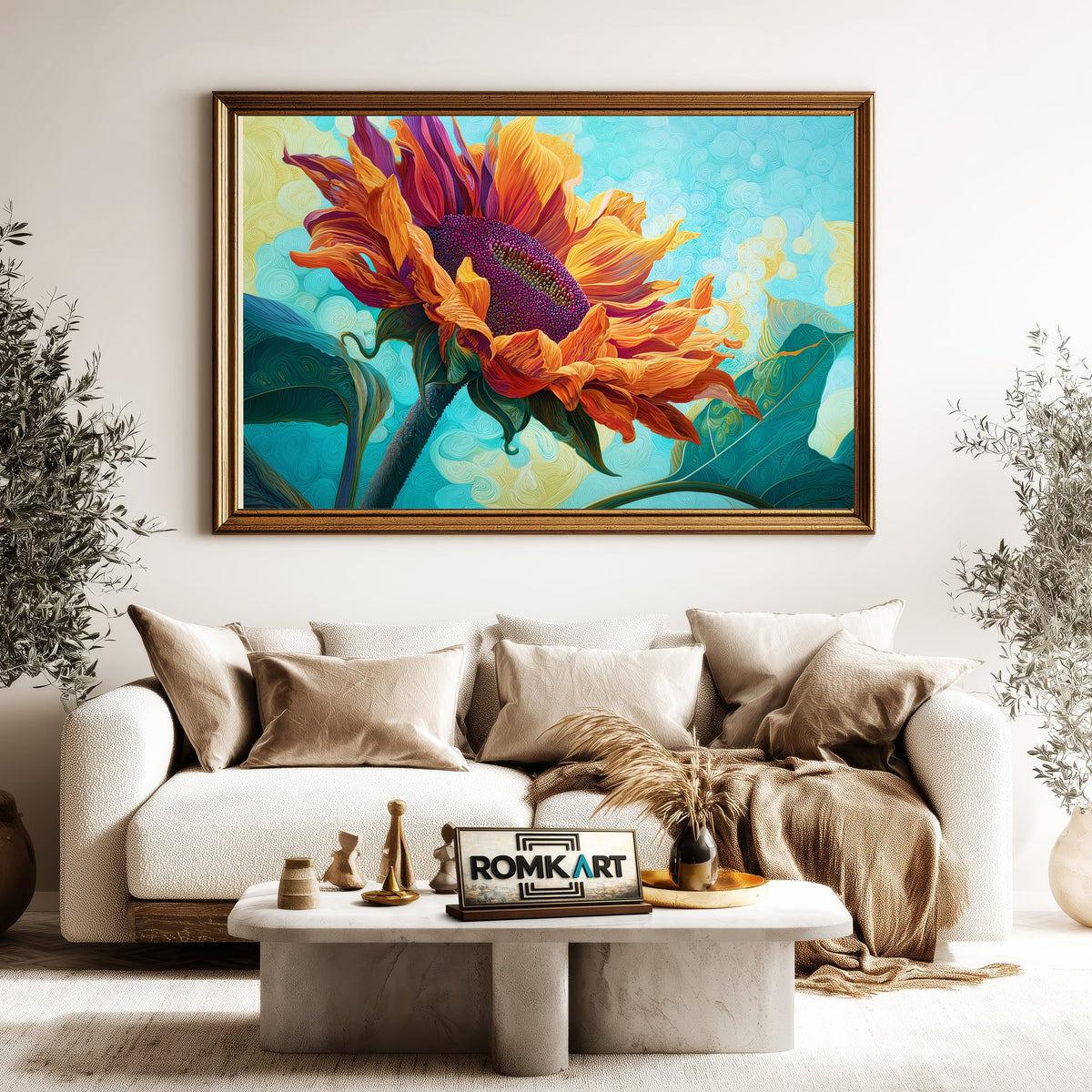 Giant Sunflower Floral Oil Painting - image 5