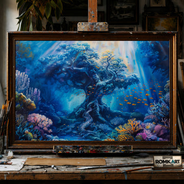 Giant Tree Underwater Ocean Seascape Oil Painting