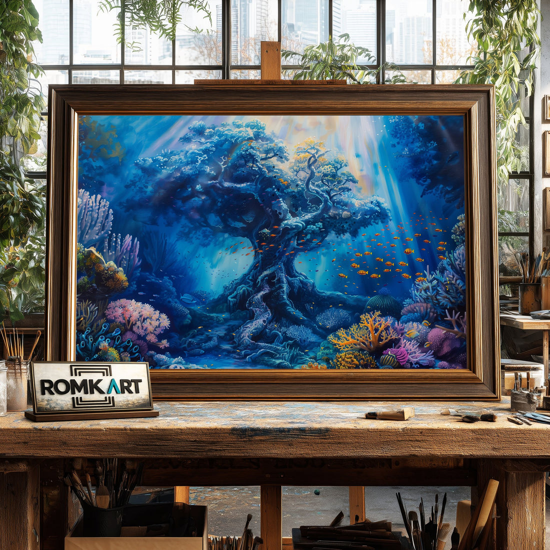 Giant Tree Underwater Ocean Seascape Oil Painting