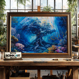 Giant Tree Underwater Ocean Seascape Oil Painting - image 2