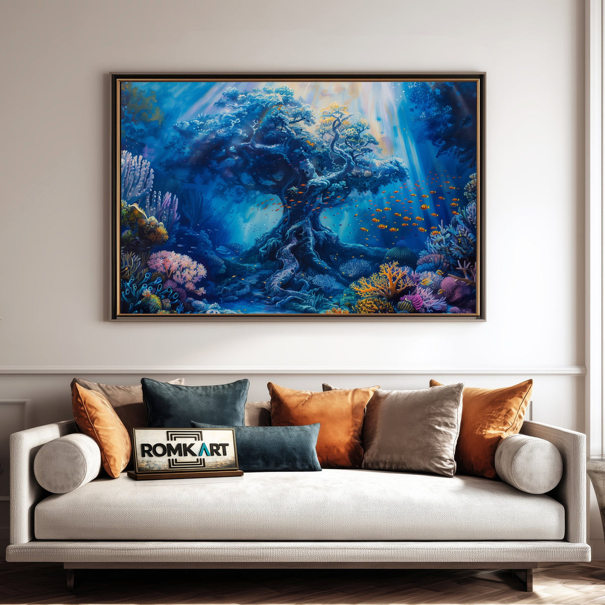 Giant Tree Underwater Ocean Seascape Oil Painting - image 4