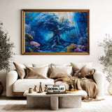 Giant Tree Underwater Ocean Seascape Oil Painting - image 5