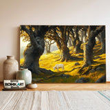 Golden Forest Sunrise Forest Landscape Oil Painting - image 3