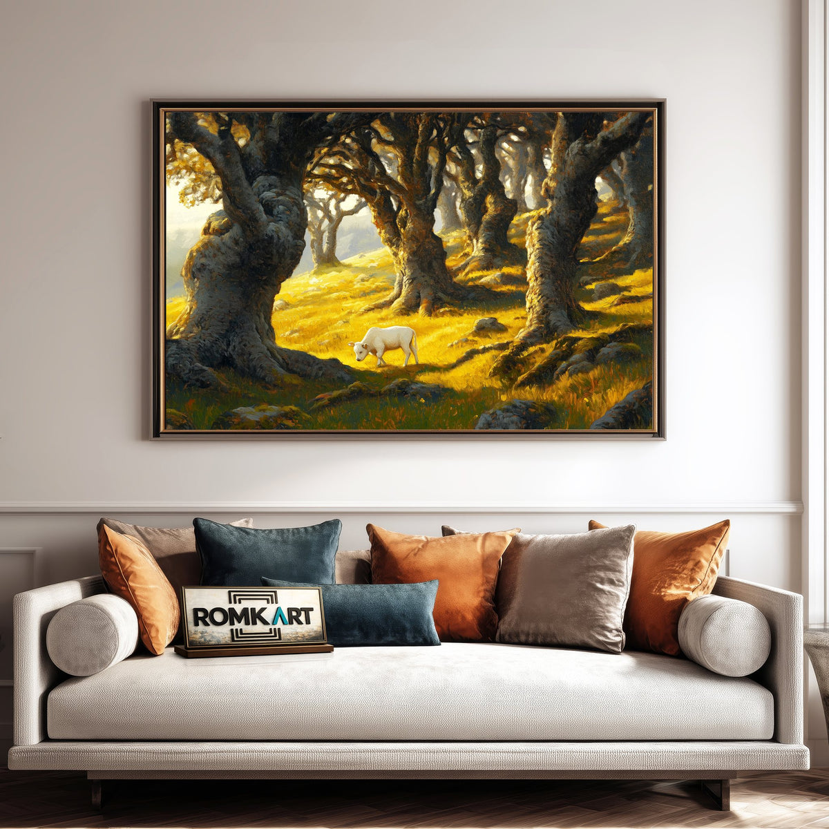 Golden Forest Sunrise Forest Landscape Oil Painting - image 4