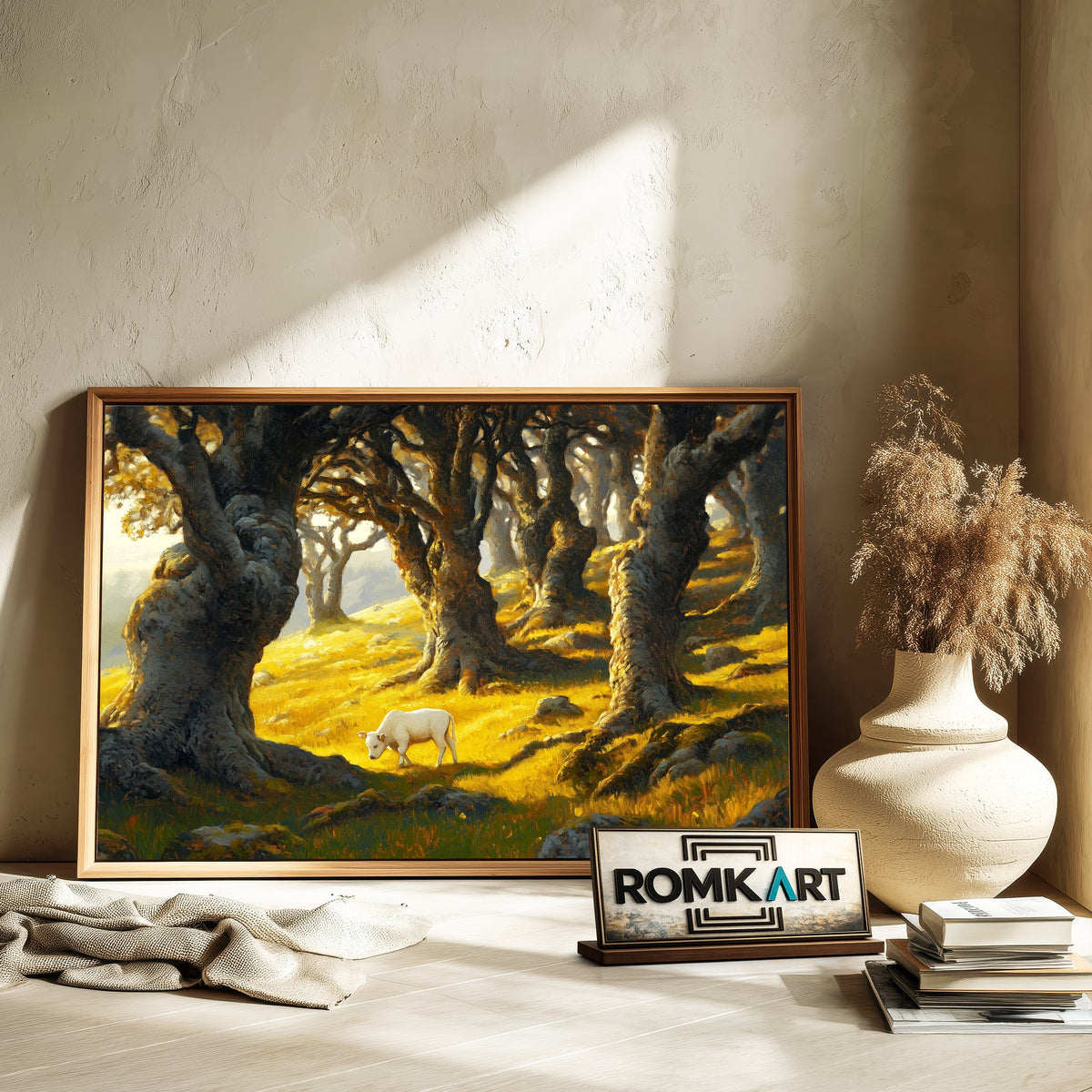 Golden Forest Sunrise Forest Landscape Oil Painting - image 6
