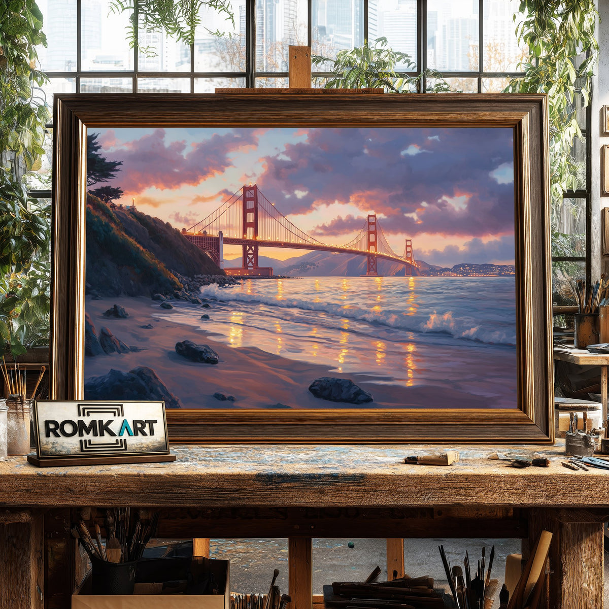 Golden Gate Bridge Architectural Oil Painting - image 2