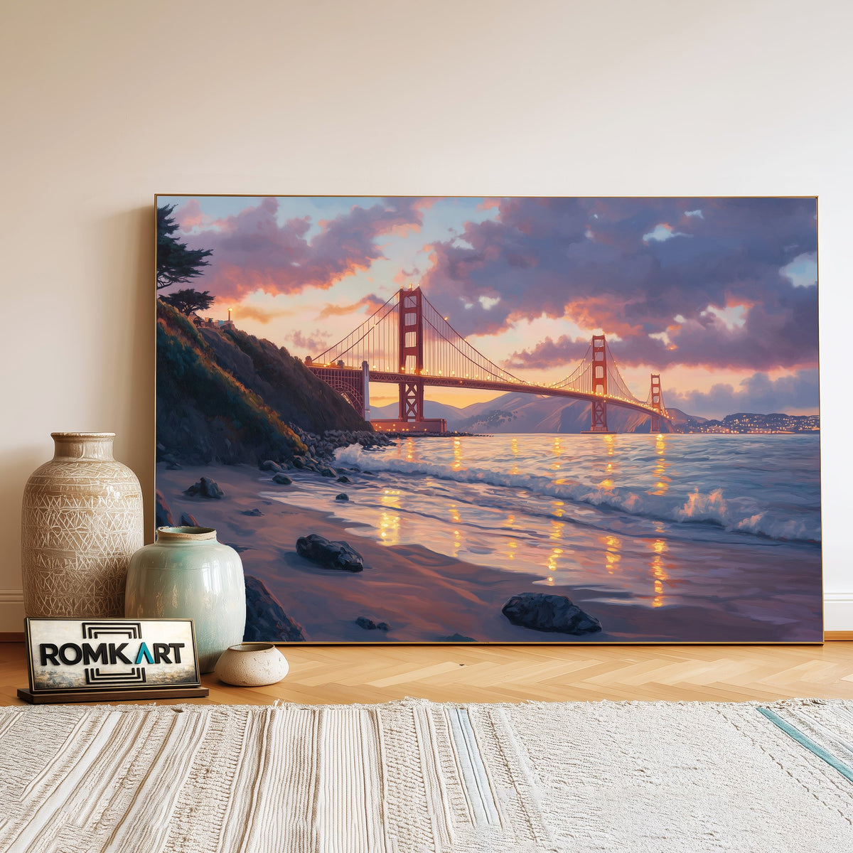Golden Gate Bridge Architectural Oil Painting - image 3