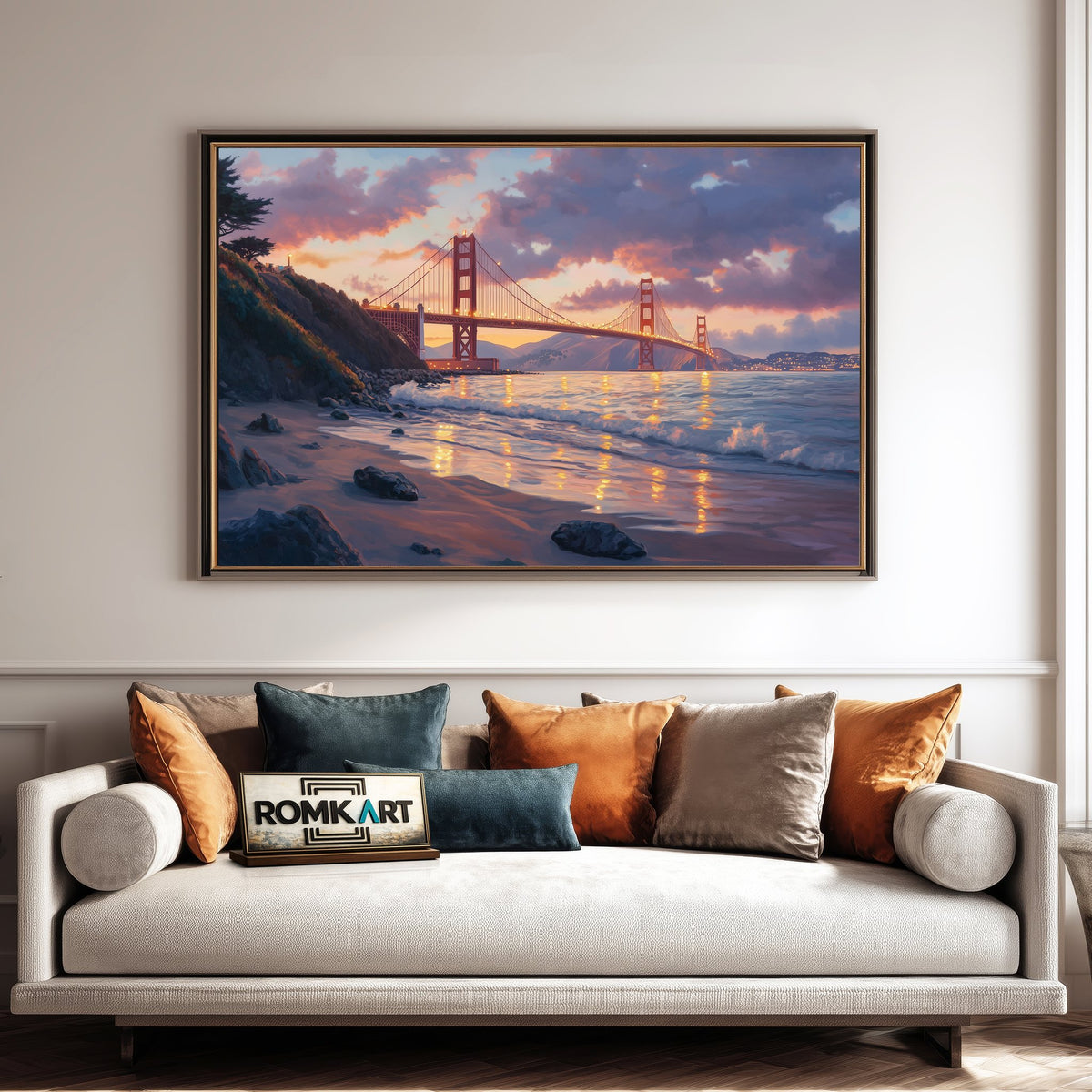 Golden Gate Bridge Architectural Oil Painting - image 4