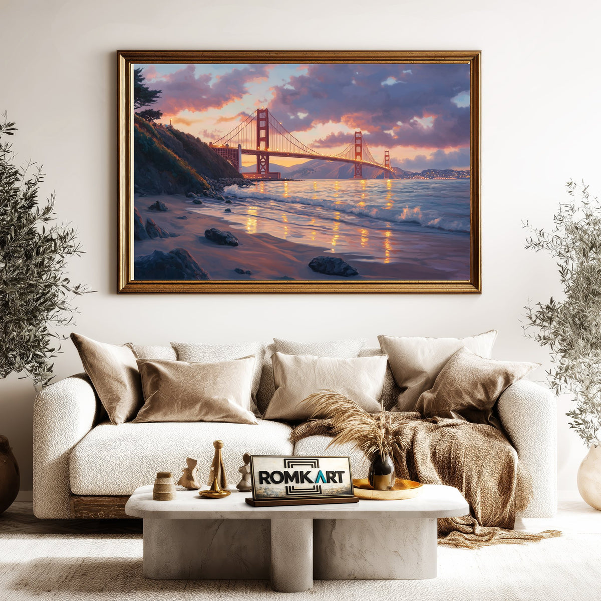 Golden Gate Bridge Architectural Oil Painting - image 5