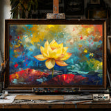 Golden Lotus hand-painted oil painting on canvas