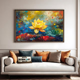Golden Lotus Floral Oil Painting - image 4