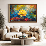 Golden Lotus Floral Oil Painting - image 5