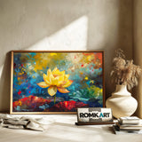 Golden Lotus Floral Oil Painting - image 6