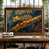 Golden Ocelot in Jungle Forest Landscape Oil Painting - image 2