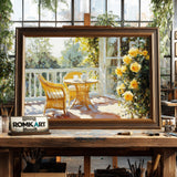 Golden Sun on French Balcony Cafe Scene Oil Painting - image 2