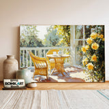 Golden Sun on French Balcony Cafe Scene Oil Painting - image 3