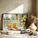 Golden Sun on French Balcony Cafe Scene Oil Painting - image 6