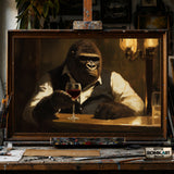 Gorilla Drink Wine hand-painted oil painting on canvas