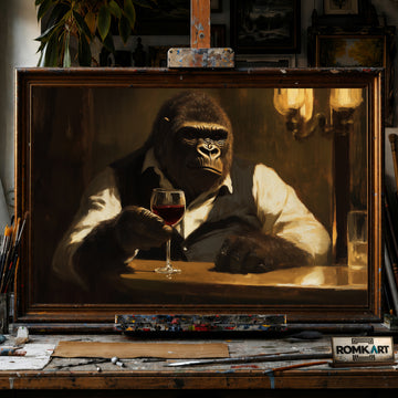 Gorilla Drink Wine hand-painted oil painting on canvas