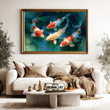 Graceful Koi Fish Marine Life Oil Painting - image 5