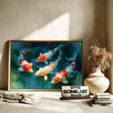 Graceful Koi Fish Marine Life Oil Painting - image 6