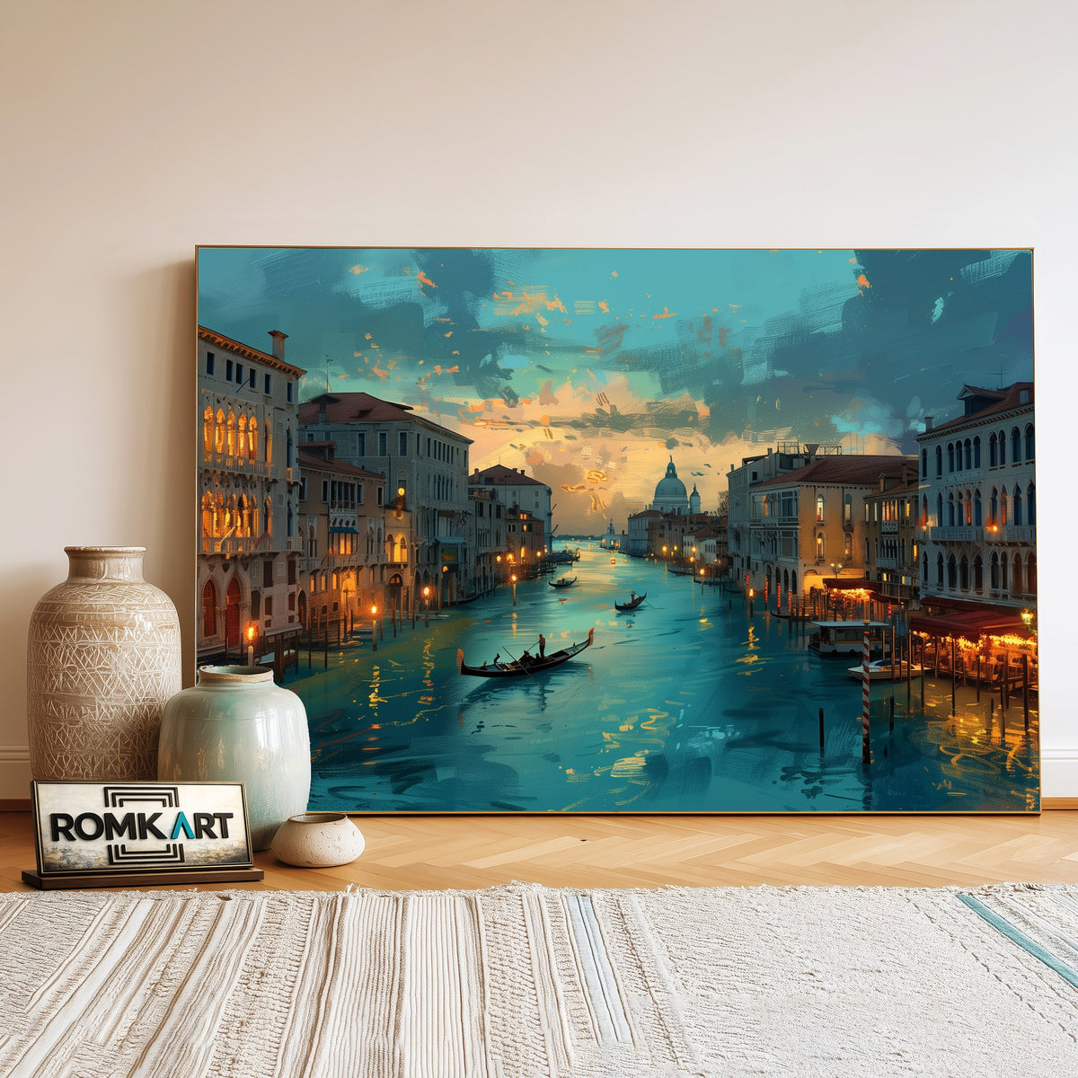 Grand Canal Harbor Seascape Oil Painting - image 3