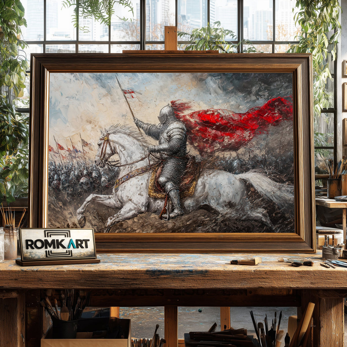 Grand Medieval Battle Historical Oil Painting - image 2