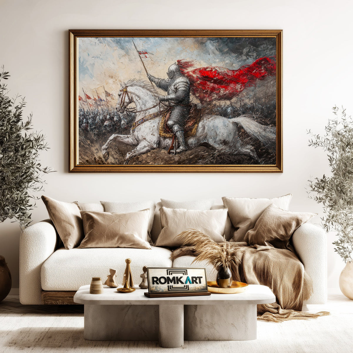 Grand Medieval Battle Historical Oil Painting - image 5