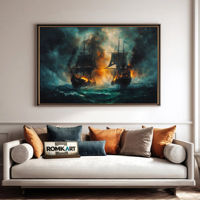 Grand Ships Naval Battle Maritime Oil Painting - image 4