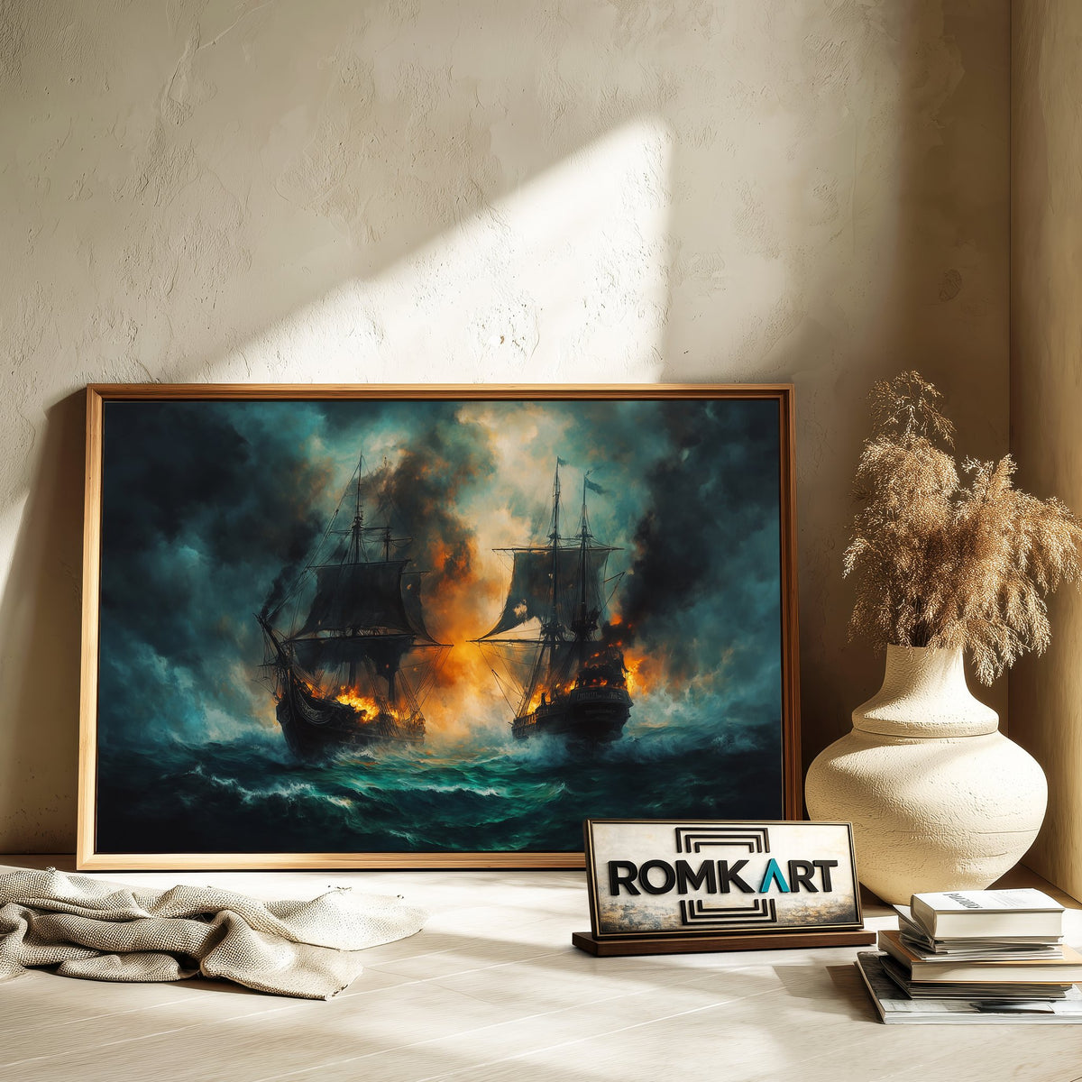 Grand Ships Naval Battle Maritime Oil Painting - image 6