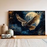 Great Horned Owl Full Moon Bird Oil Painting - image 3