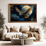 Great Horned Owl Full Moon Bird Oil Painting - image 5