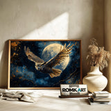 Great Horned Owl Full Moon Bird Oil Painting - image 6