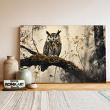 Great Horned Owl in the Forest Mist Bird Oil Painting - image 3