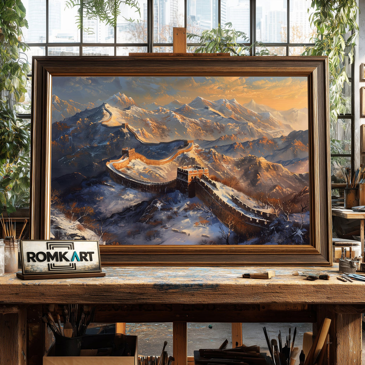 Great Wall Winter Architectural Oil Painting - image 2