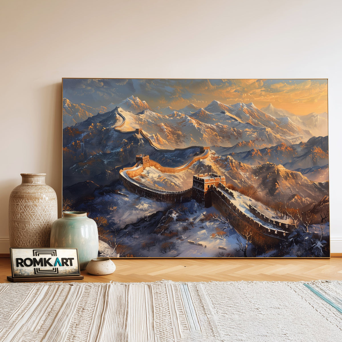 Great Wall Winter Architectural Oil Painting - image 3