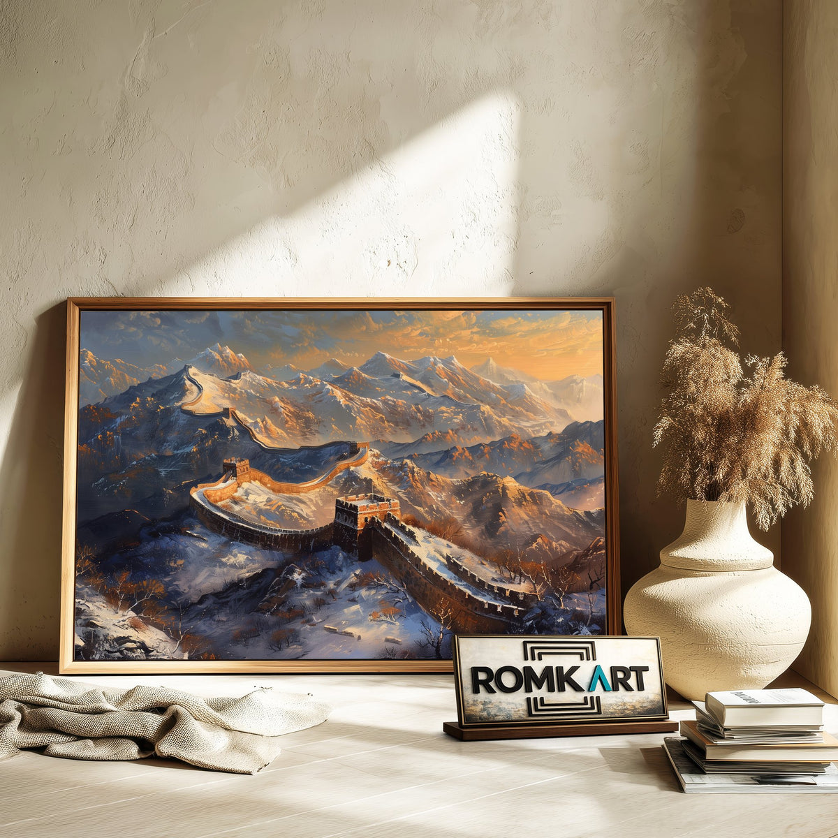 Great Wall Winter Architectural Oil Painting - image 6