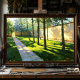Green Grass Garden Wall - Hand-Painted Oil Painting - View 1