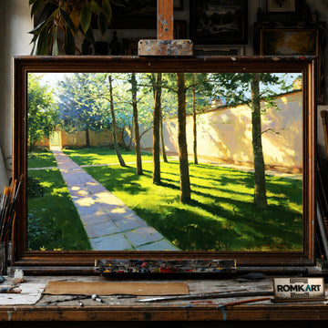 Green Grass Garden Wall - Hand-Painted Oil Painting - View 1