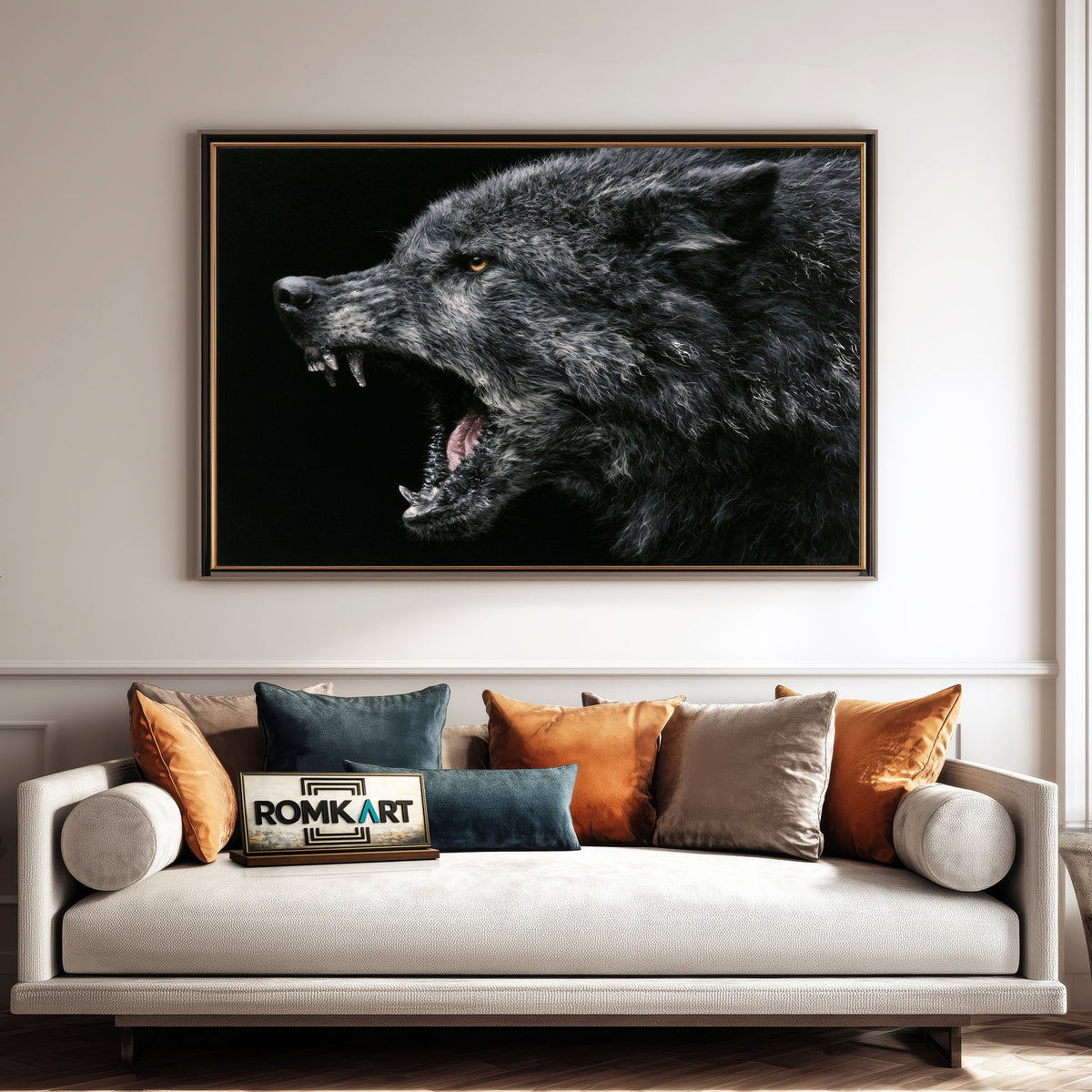Grey Wolf's Head Oil Painting - image 4