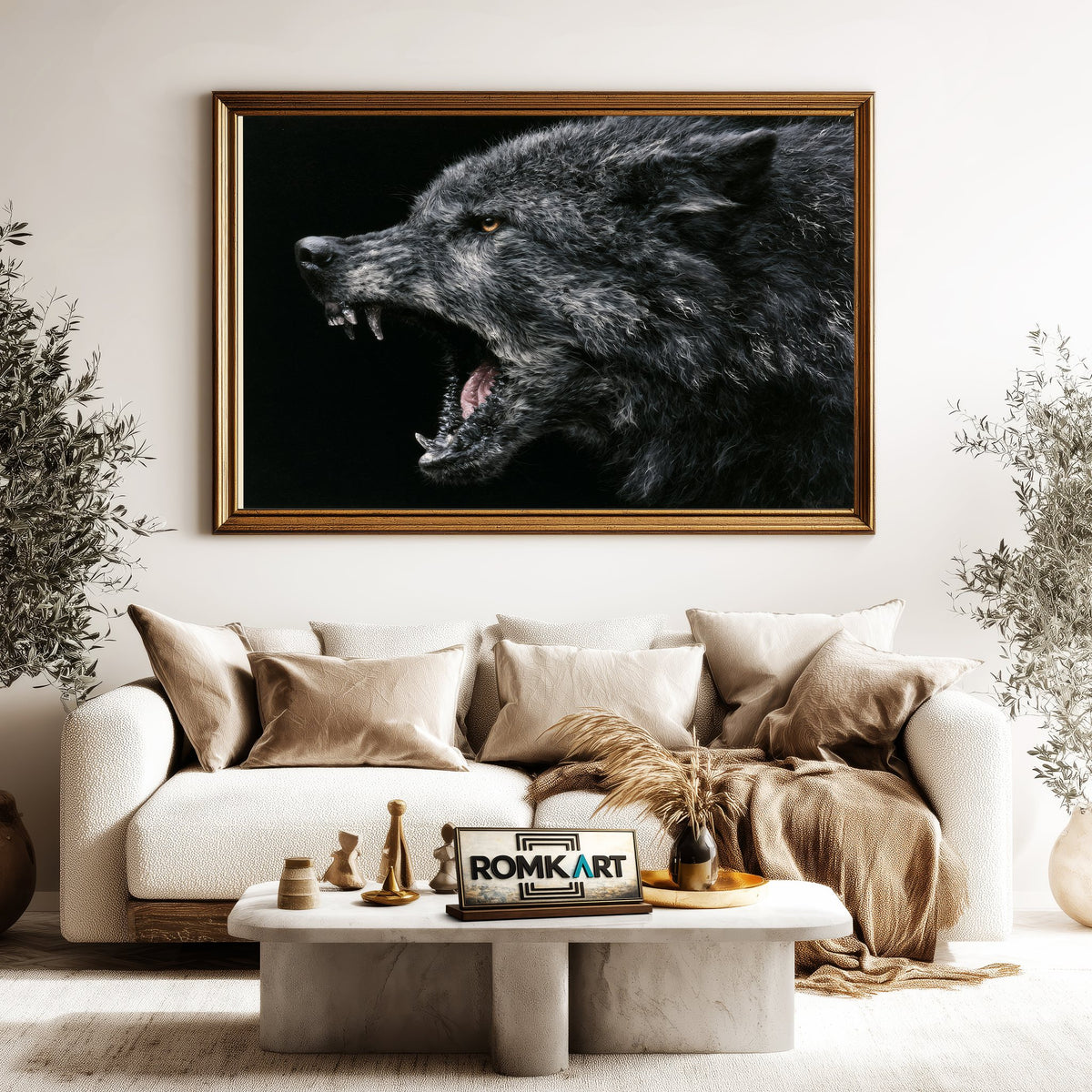 Grey Wolf's Head Oil Painting - image 5