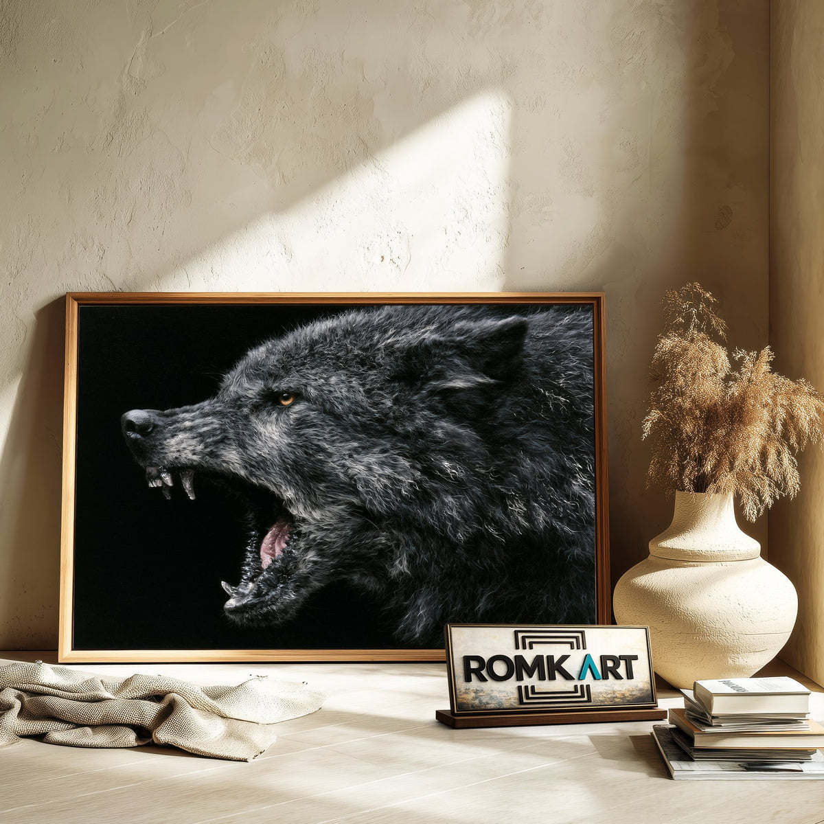 Grey Wolf's Head Oil Painting - image 6