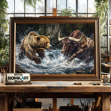 Grizzly Bear and Bull Farm Animal Oil Painting - image 2