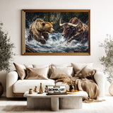 Grizzly Bear and Bull Farm Animal Oil Painting - image 5