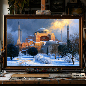 Hagia Sophia, Istanbul in Winter hand-painted oil painting on canvas