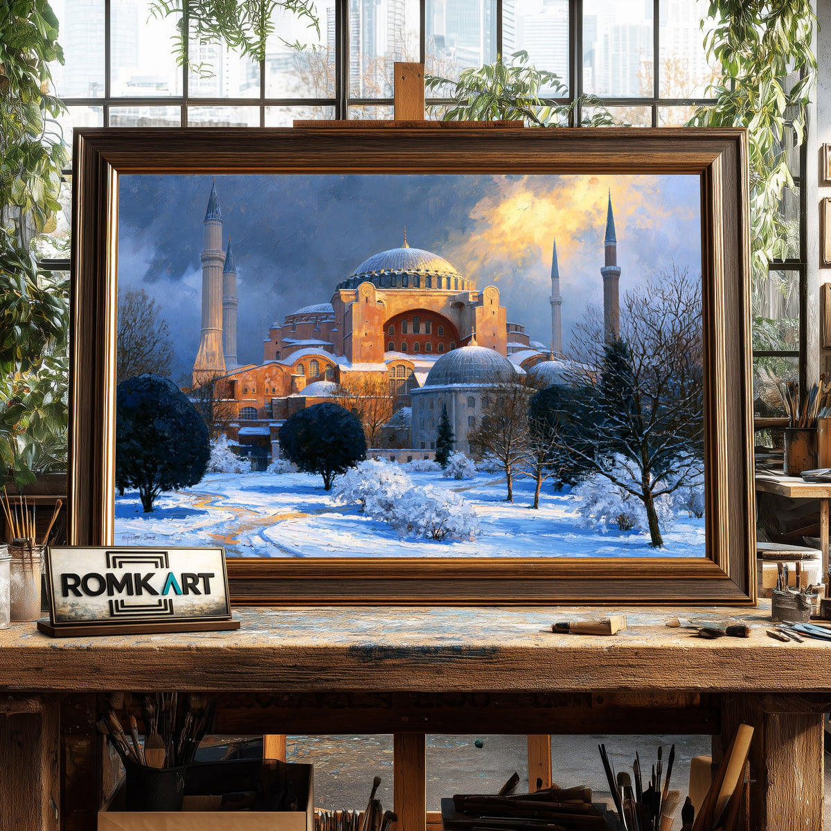 Hagia Sophia, Istanbul in Winter Architectural Oil Painting - image 2