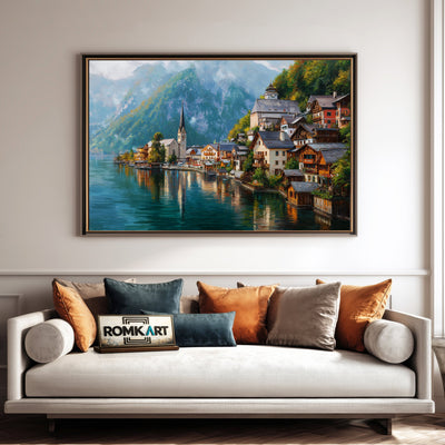 Hallstatt Village Countryside Oil Painting - image 4