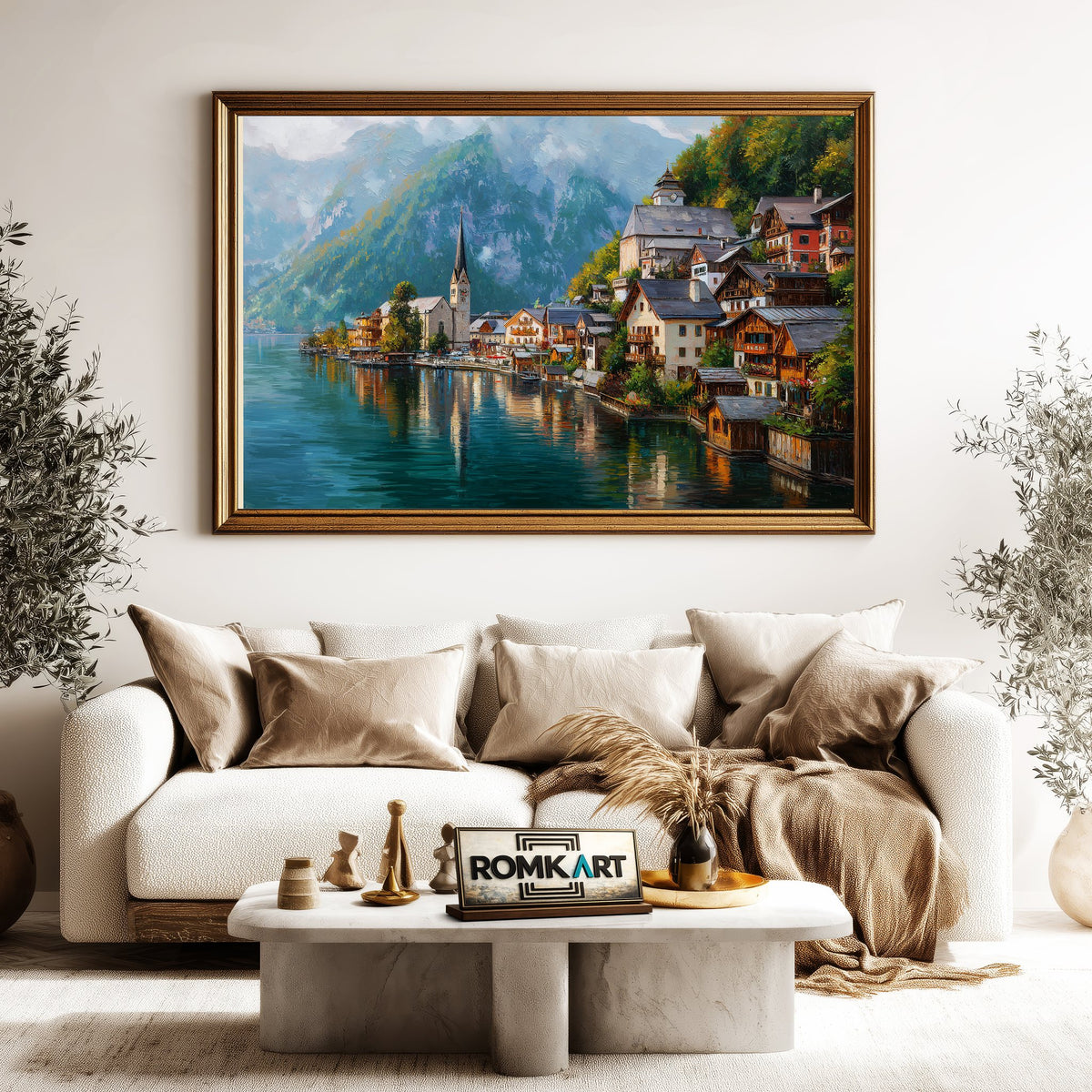 Hallstatt Village Countryside Oil Painting - image 5