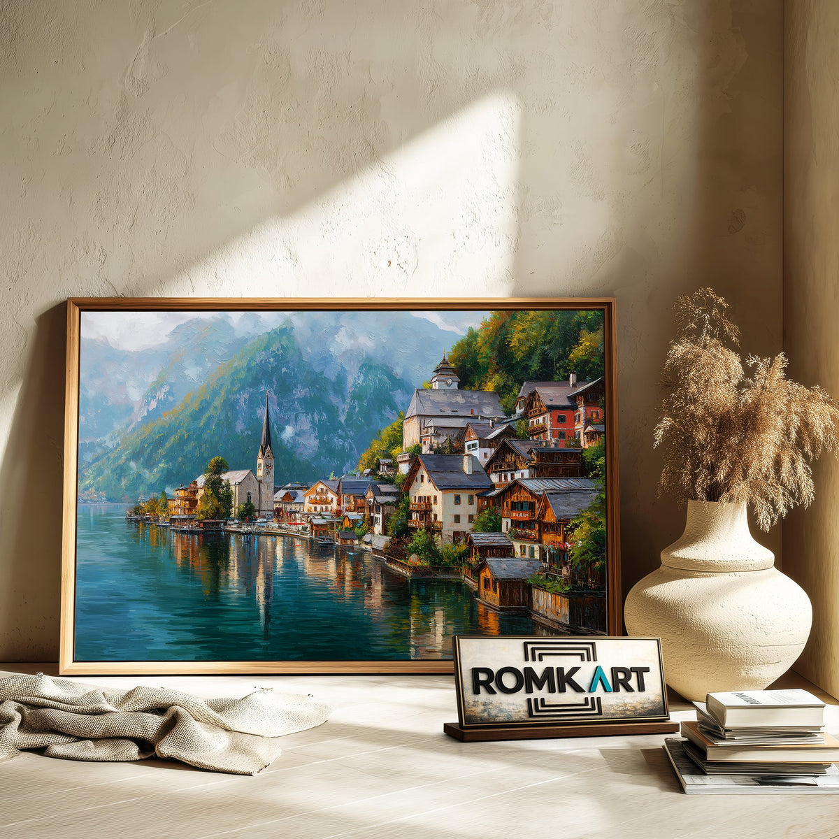 Hallstatt Village Countryside Oil Painting - image 6